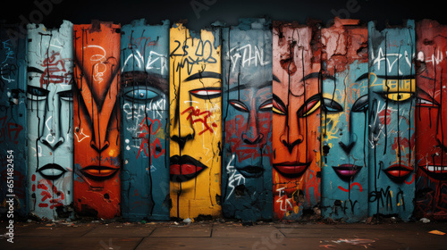 creative graffiti wall in modern colors created with Generative AI technology