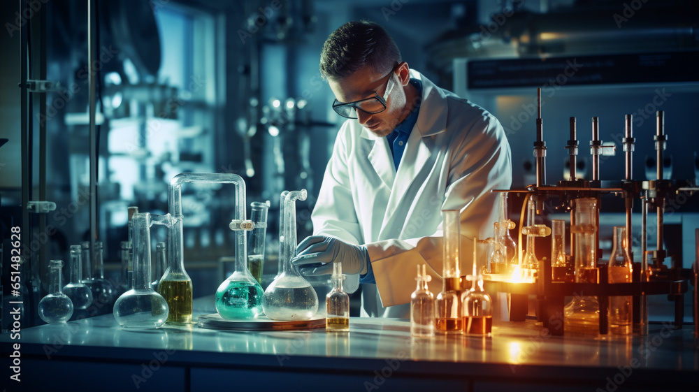Scientist in laboratory testing. Scientist in laboratory testing.