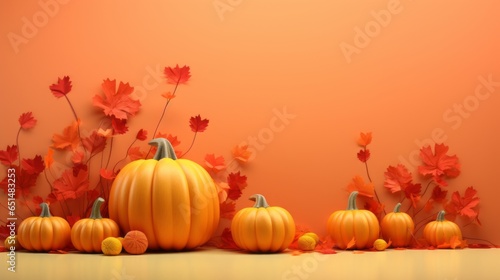 flaylay on orange background with pumpkins