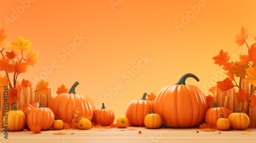 flaylay on orange background with pumpkins photo