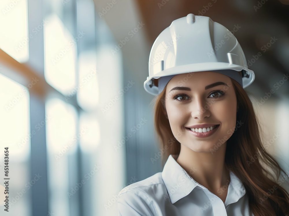 Skilled Female Engineer with Protective Helmet AI generated Skilled Female Engineer with Protective Helmet AI generated