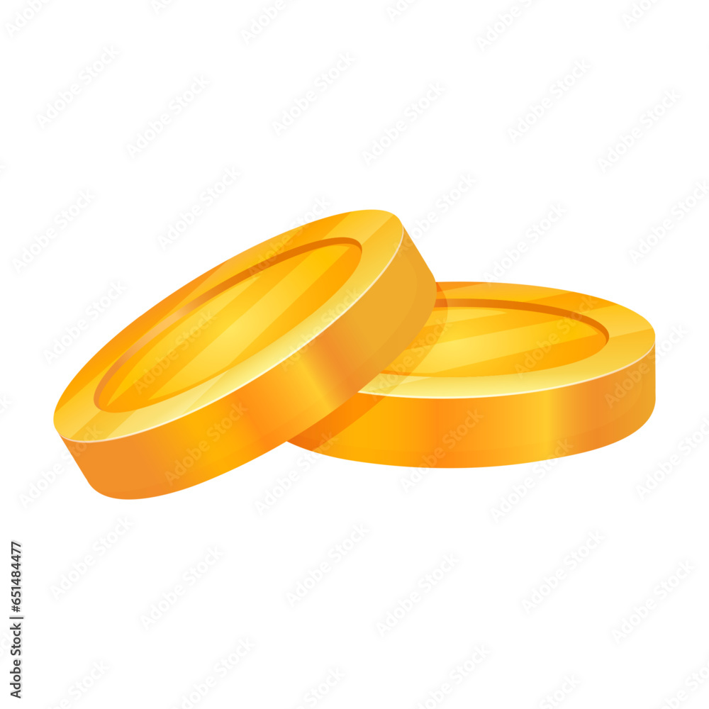 gold coins in cartoon table isolated on white background, vector illustration for business, game gold coins in cartoon table isolated on white background, vector illustration for business, game