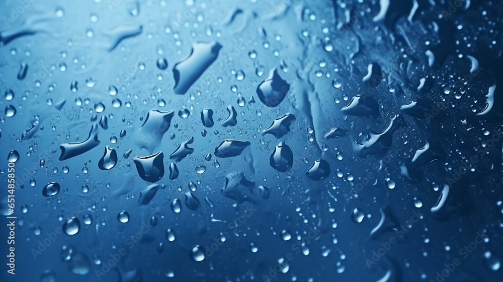 blue color tone of close up rain water drop falling to the floor in rainy season : Generative AI blue color tone of close up rain water drop falling to the floor in rainy season : Generative AI