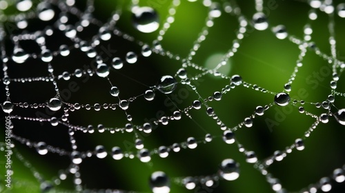 The spider web with dew drops. Abstract background : Generative AI
