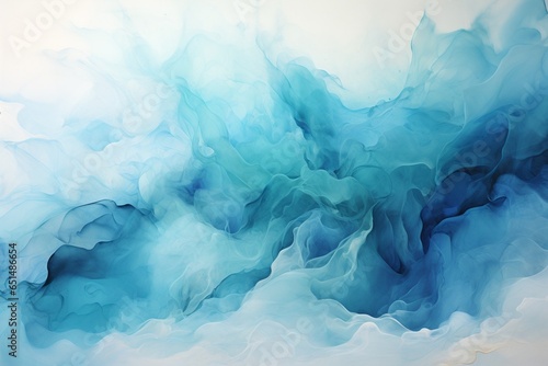 Abstract art background navy blue colors. Watercolor painting on canvas with turquoise pattern of sea waves. Fragment of artwork on paper with wavy line and gradient. : Generative AI