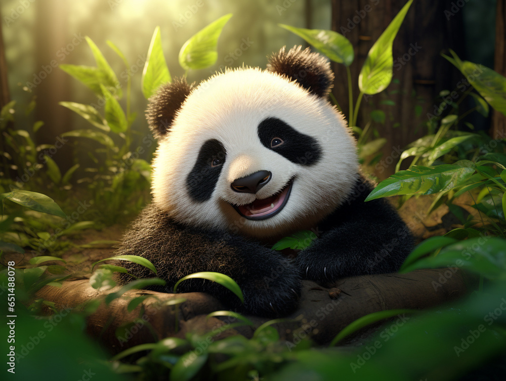 Fototapeta premium little panda cub. generative ai. cartoon panda.