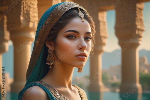 Fototapete princess of babylon The beautiful Babylonian queen in the hanging gardens of Babylon