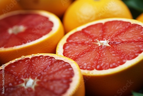 Succulent orange and grapefruit slices, their colors and textures vividly showcased