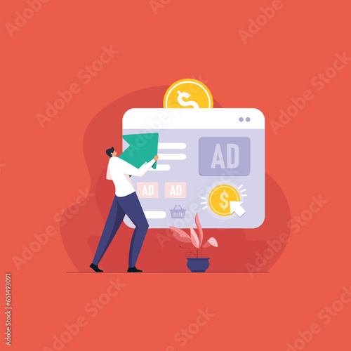 Pay per click. SEO optimization, Digital marketing and paid promotion on Social media network