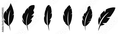 Feather Icon. Feather silhouettes set.