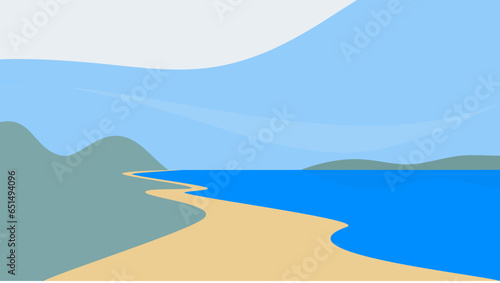 Beach with coastal mountain scenery in Italy