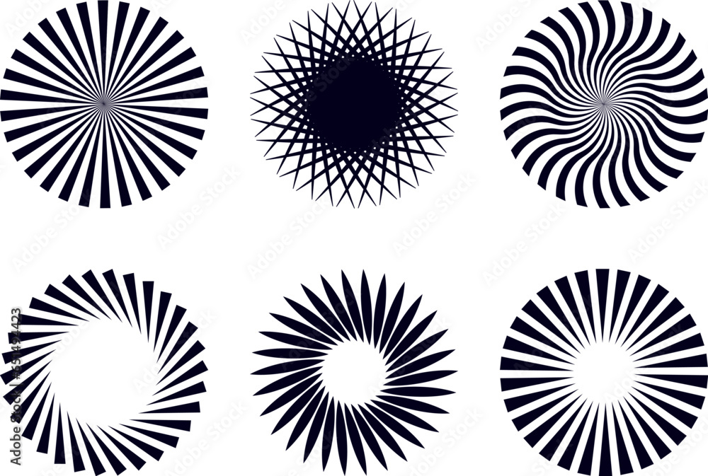 Sunburst vector element illustration. Radial stripes background. Sunburst icon collection. Retro sunburst design.  - obrazy, fototapety, plakaty 