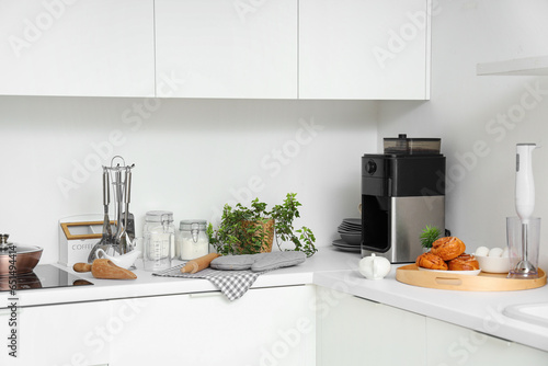 Modern kitchen with ingredi...