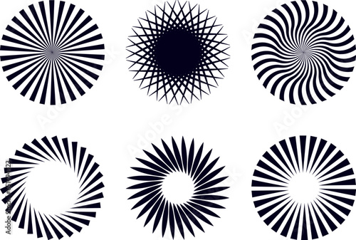 Sunburst vector element illustration. Radial stripes background. Sunburst icon collection. Retro sunburst design. 
