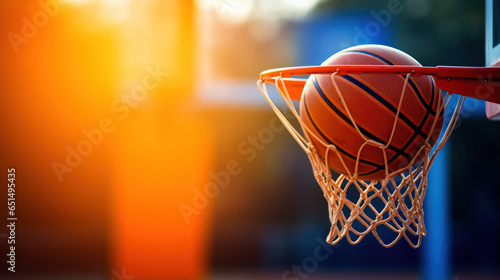 Basketball going through a hoop © Malika