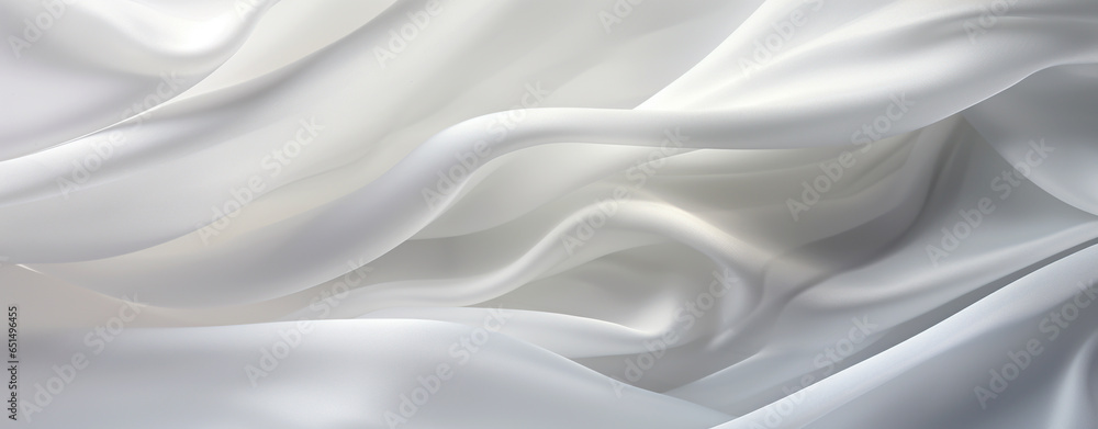 abstract background with a wave of white satin. Generative Ai