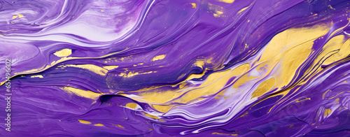 Oil painting with bold strokes of purple and gold against an abstract background. Generative Ai
