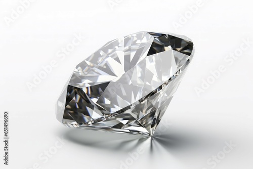 Diamond on white surface shadow. Generate Ai