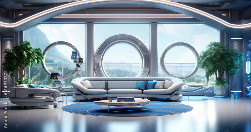 An interior space featuring smart home technology