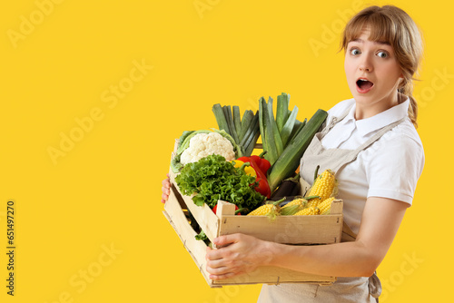 Shocked young female farmer...