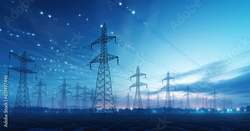 Electrical pylons with smart grid technology installed