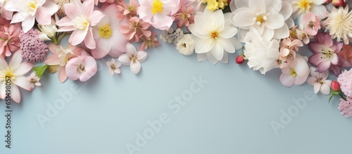 Floral arrangements for magazine and marketing promotions isolated pastel background Copy space