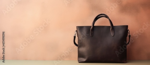 Natural material black leather bag on isolated pastel background Copy space en background © Ilgun