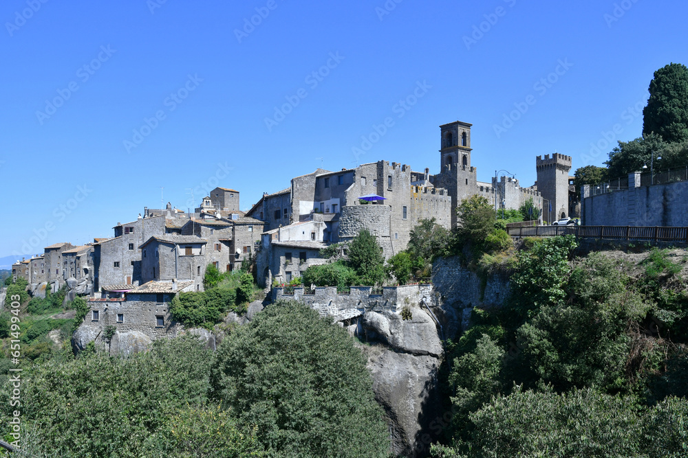 View of the walls of Vitorchiano, a medieval town in Lazio in the province of Viterbo, Italy.