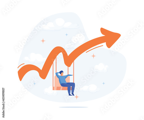 Passive income from crypto or stock. market Investing in mutual funds or other assets. businessman investors relax and sleep on cribs, flat vector modern illustration