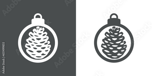 Tiempo de Navidad. Logo pine cone. Silueta de bola de navidad con piña de pino para su uso en invitaciones y felicitaciones