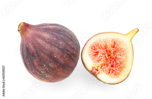 Fresh ripe figs on white background