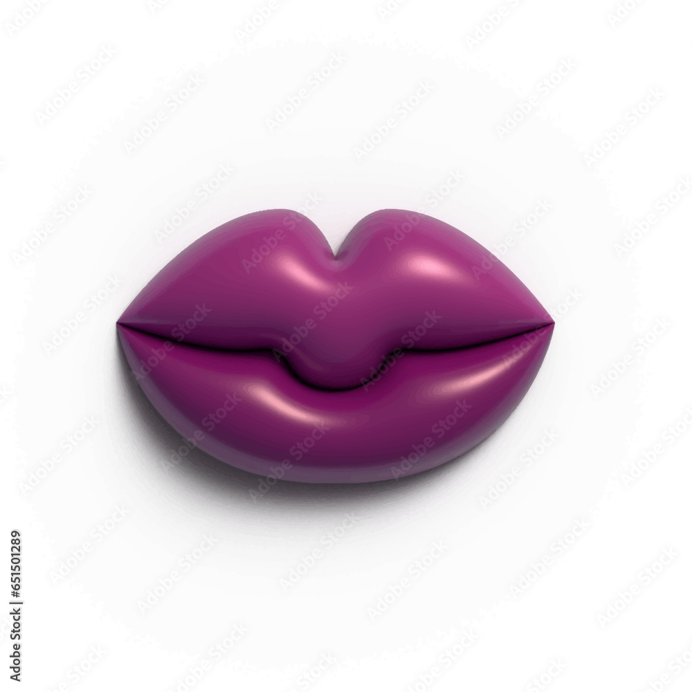 3D vector illustration with plump lips. 3D vector illustration with plump lips.