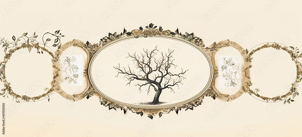 Obraz premium Family tree illustration, template for a mug.
