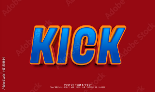 Vector 3d style text effect kick