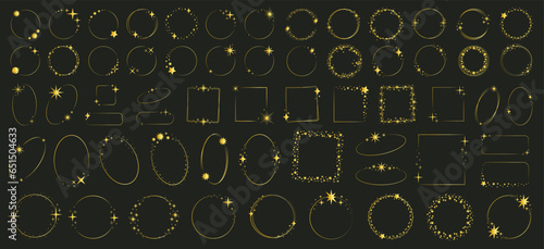Round starry frames golden design decorative frame