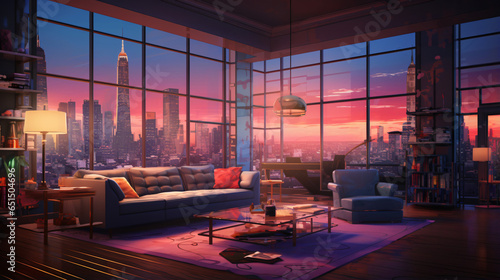 Concept art illustration of apartment living room