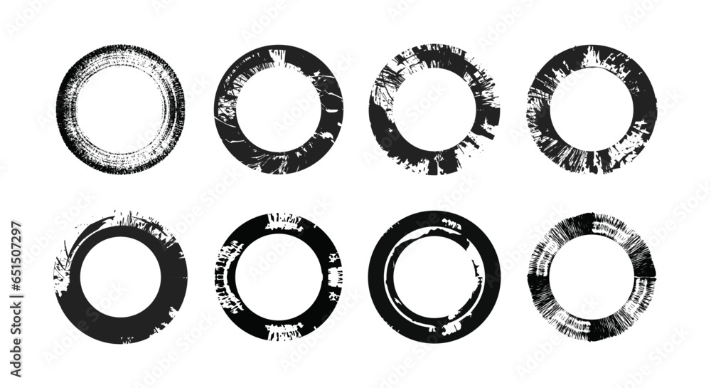 A hand-drawn round black ink element, enhanced by a dry brush stroke effect. A vector illustration in a grunge frame texture collection. A hand-drawn round black ink element, enhanced by a dry brush stroke effect. A vector illustration in a grunge frame texture collection.