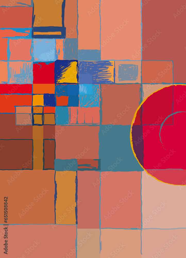 Obraz premium Abstrakcyjna kompozycja geometryczna w czerwieni