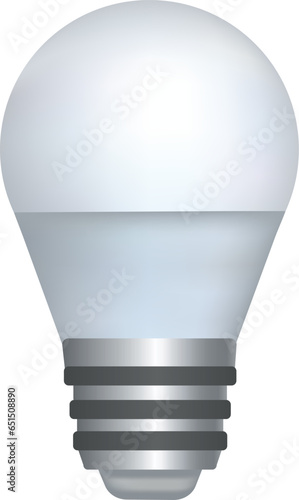white fluorescent lamp with a silver base on a transparent background