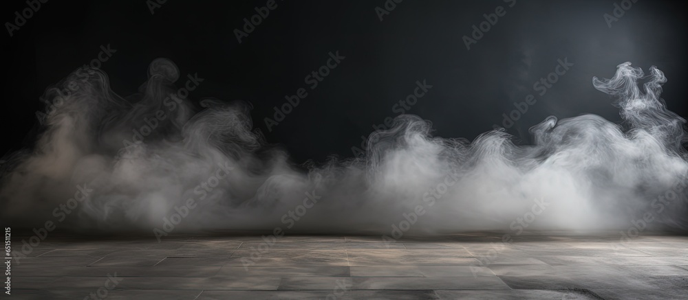 Smoke background with a concrete floor