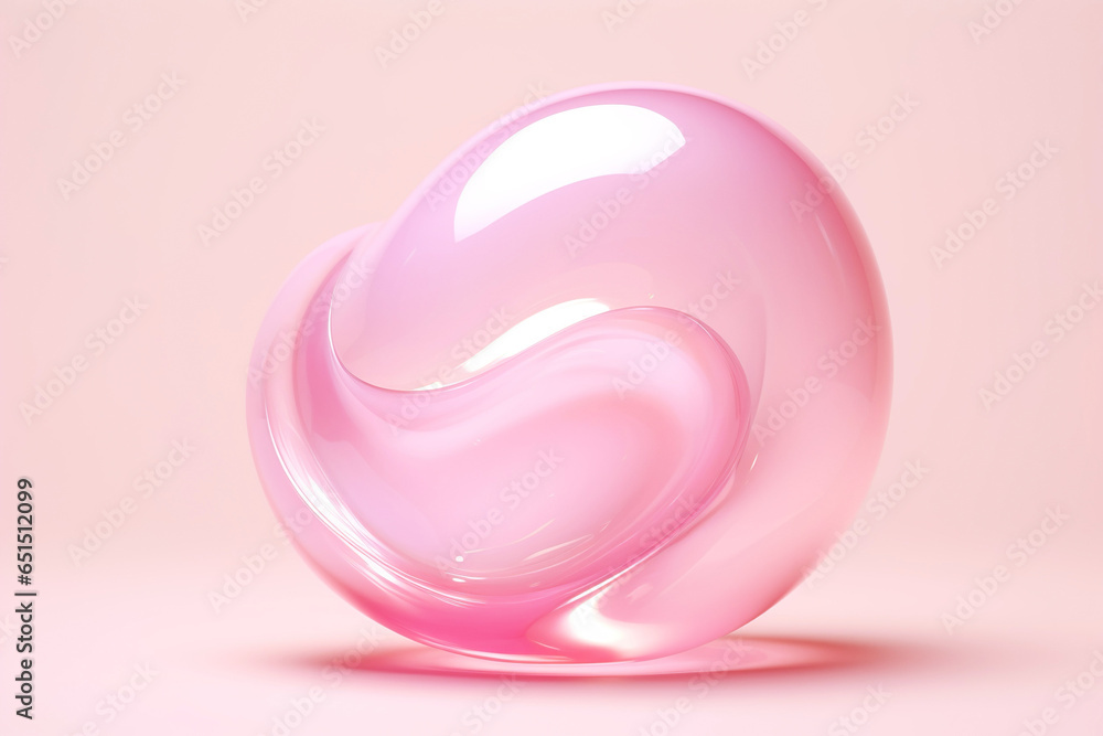 A pink, fluid, and abstract composition resembling a bubble on a pink background. A pink, fluid, and abstract composition resembling a bubble on a pink background.