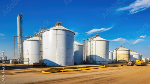 Tanks for storing grain, fuel, petrochemical products.