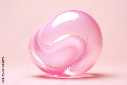 A pink, fluid, and abstract composition resembling a bubble on a pink background.