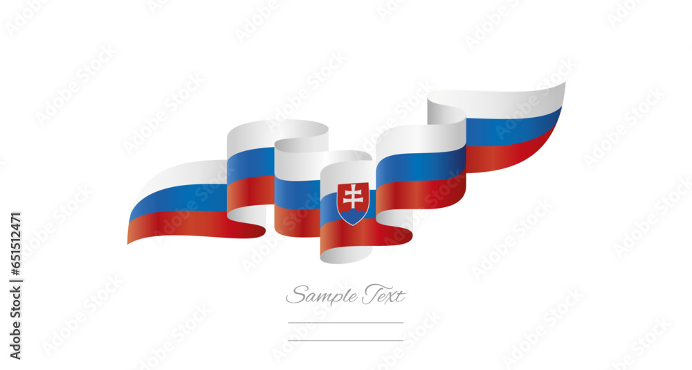 Slovakia white blue red wavy flag ribbon concept design template. Premium Slovak flag vector illustration design on isolated white background Slovakia white blue red wavy flag ribbon concept design template. Premium Slovak flag vector illustration design on isolated white background