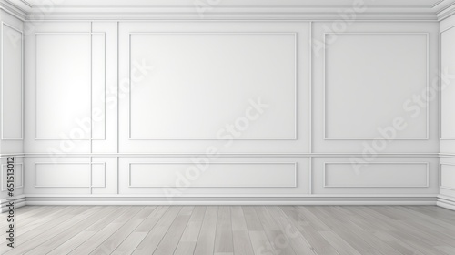 Interior empty blank white wall room. AI generated image