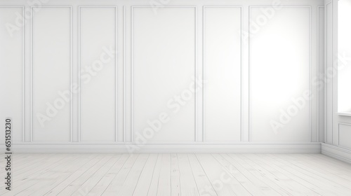 Interior empty blank white wall room. AI generated image © is