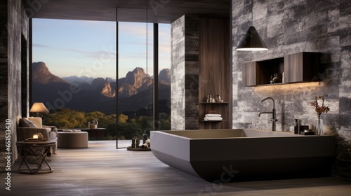 Trendy Bathroom. Stainless combined with marble or travertine is a minimalistic approach that feels luxurious