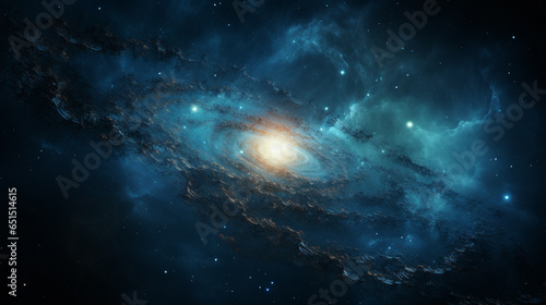 a spiral galaxy in the style of dark blue and light black