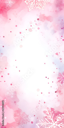 Soft pink watercolor frame background with copy space inside 