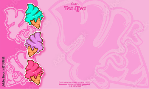 seamless cute pink ice cream hand drawn pattern background